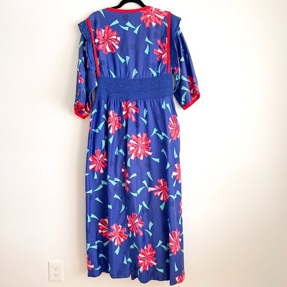 Jeanne Marc  Vintage 1980s Abstract Wrap Dress Small Novelty Print Avant Garde - Picture 6 of 16